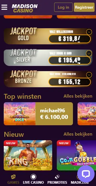 Registreren bij KING CASINO